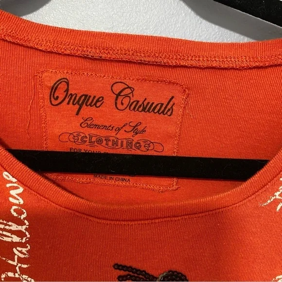 Halloween Tee Onque Casuals Orange Sequin Spider – Large - Picture 4 of 8